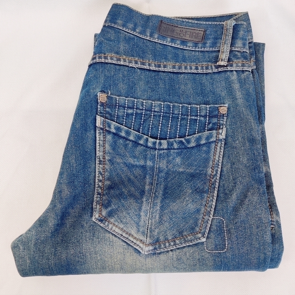 Ring of Fire Men’s Bootcut Jeans 32x30 Y2K Medium Wash Denim